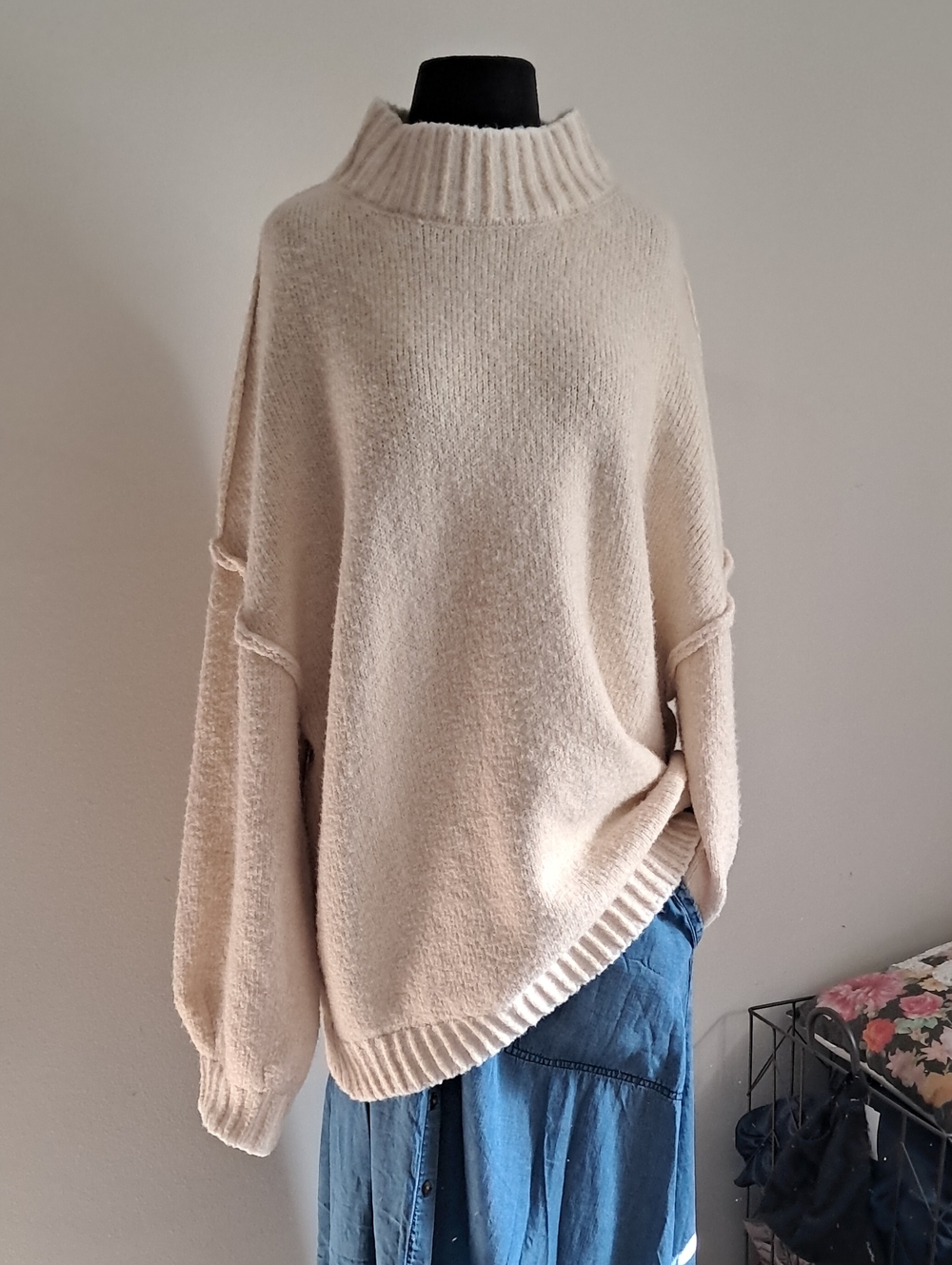 Cozy Cream Oversized Turtleneck Sweater